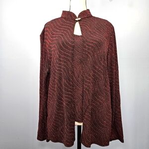 Blu Sage Two-Piece Sleeveless Top Cardigan Set Womens Size XL Red Rhinestones‎